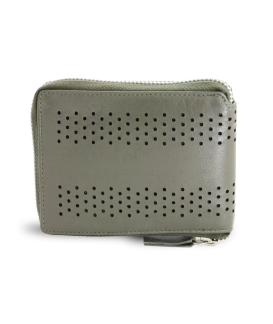 Grey leather zipper wallet 513-4721-20