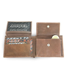 Dark brown men's leather wallet 513-7033-47