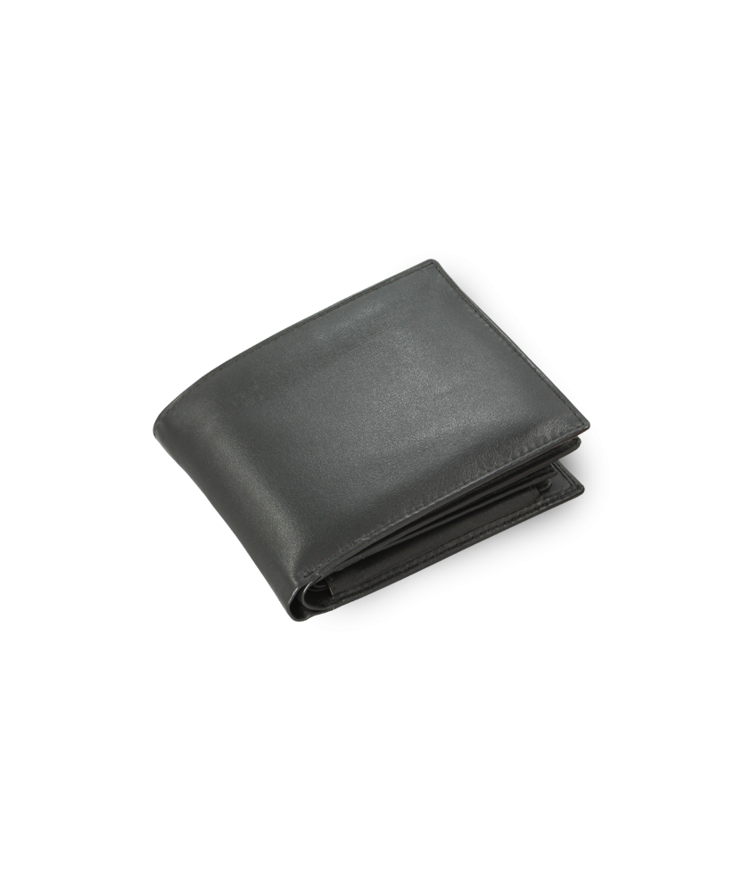 Schwarzes Herren-Portemonnaie aus Leder mit integrierter Ausweistasche 513-7106-60