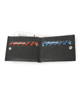 Schwarzes Herren-Portemonnaie aus Leder mit integrierter Ausweistasche 513-7106-60