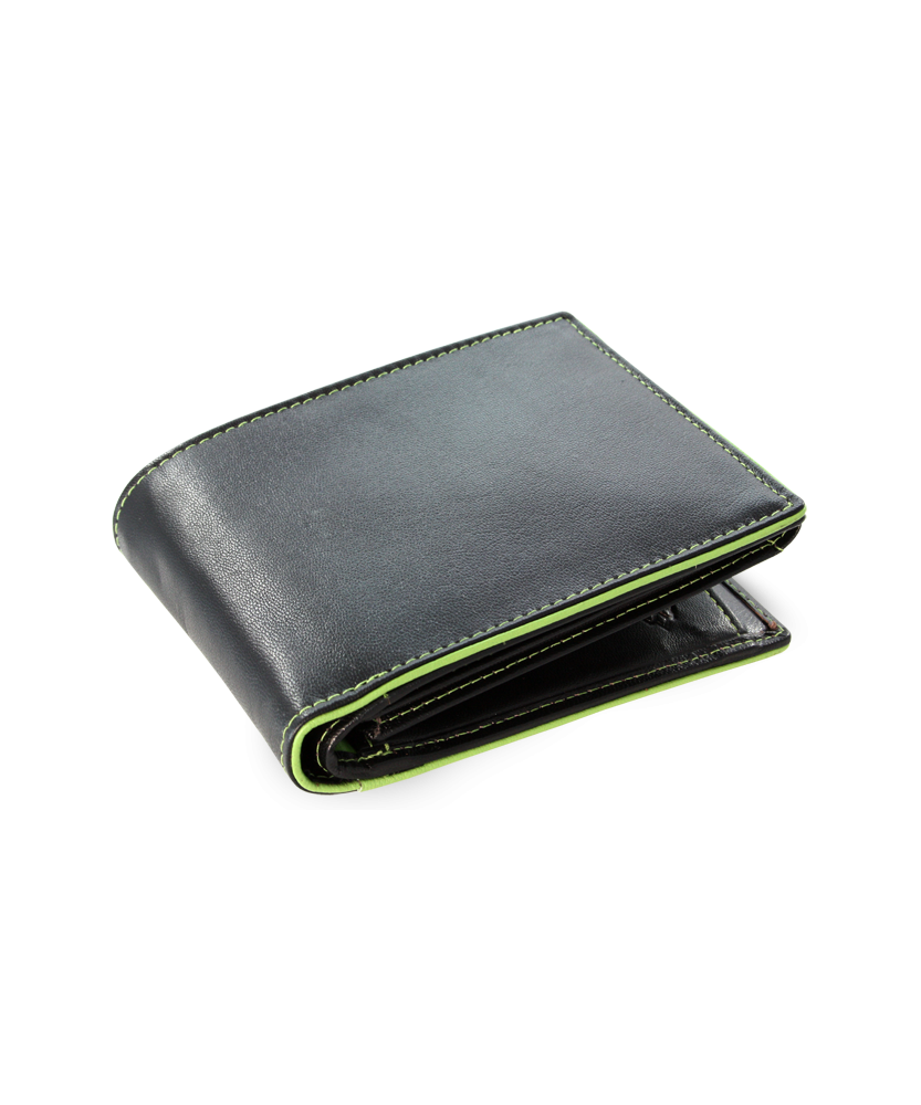 Men's black and green leather wallet 513-8142-60/51