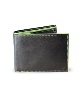 Men's black and green leather wallet 513-8142-60/51