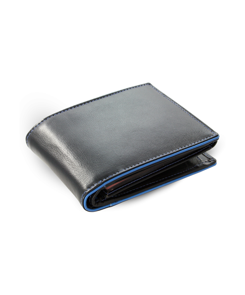 Men's black and blue leather wallet 513-8142-60/91