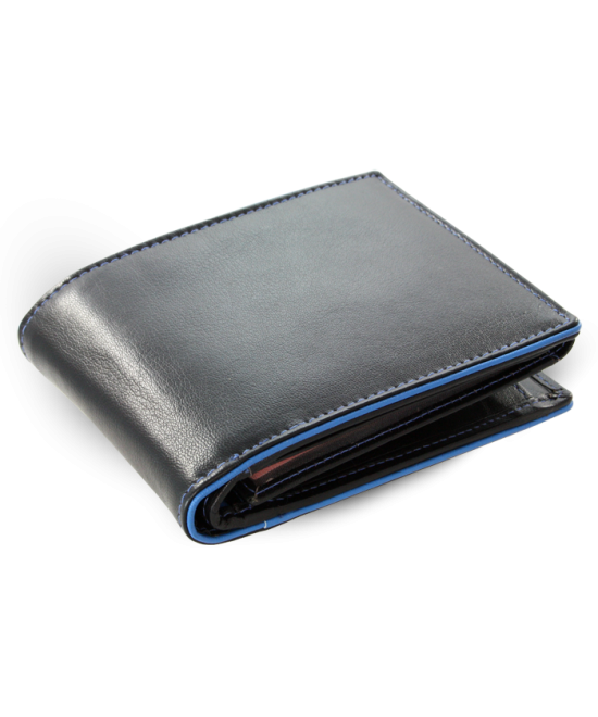 Men's black and blue leather wallet 513-8142-60/91