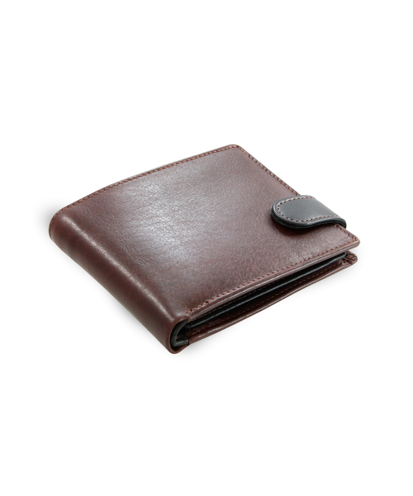 Brown-black men's leather wallet with a peg 513-8194-40/60