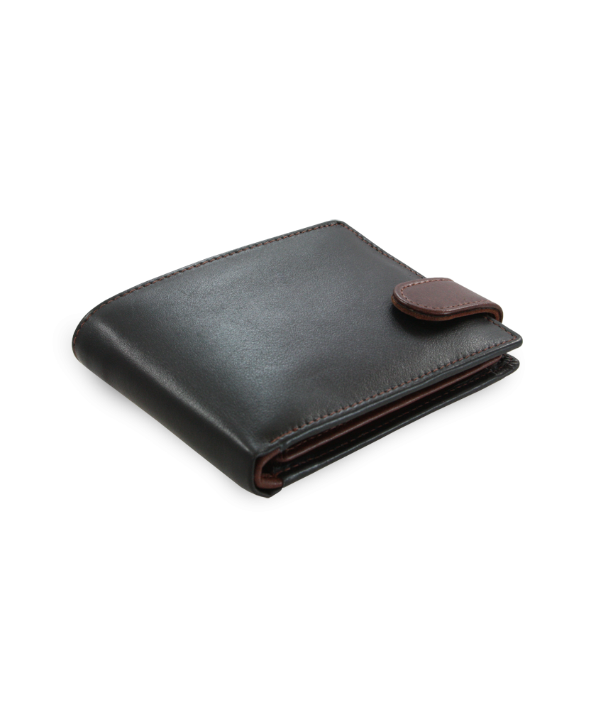 Black-brown men's leather wallet with a pinch 513-8194-60/40
