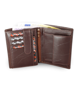 Dark brown men's leather document wallet with a pinch 514-1610-40