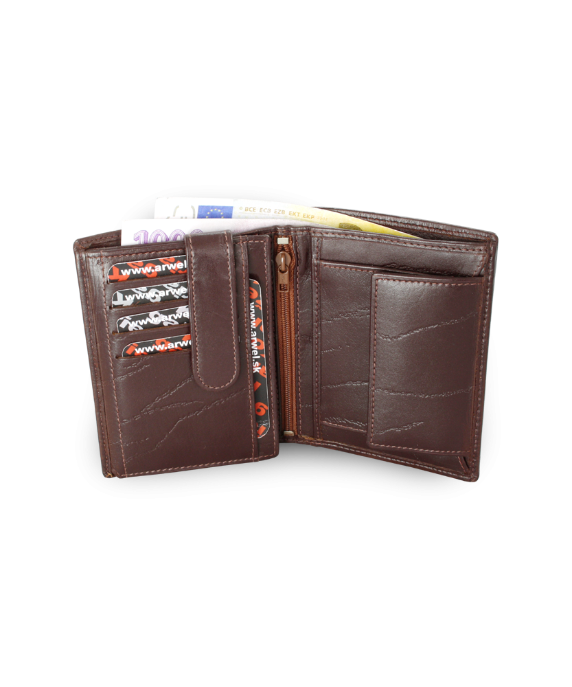 Dark brown men's leather document wallet with a pinch 514-1610-40
