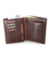 Dark brown men's leather document wallet with a pinch 514-1610-40