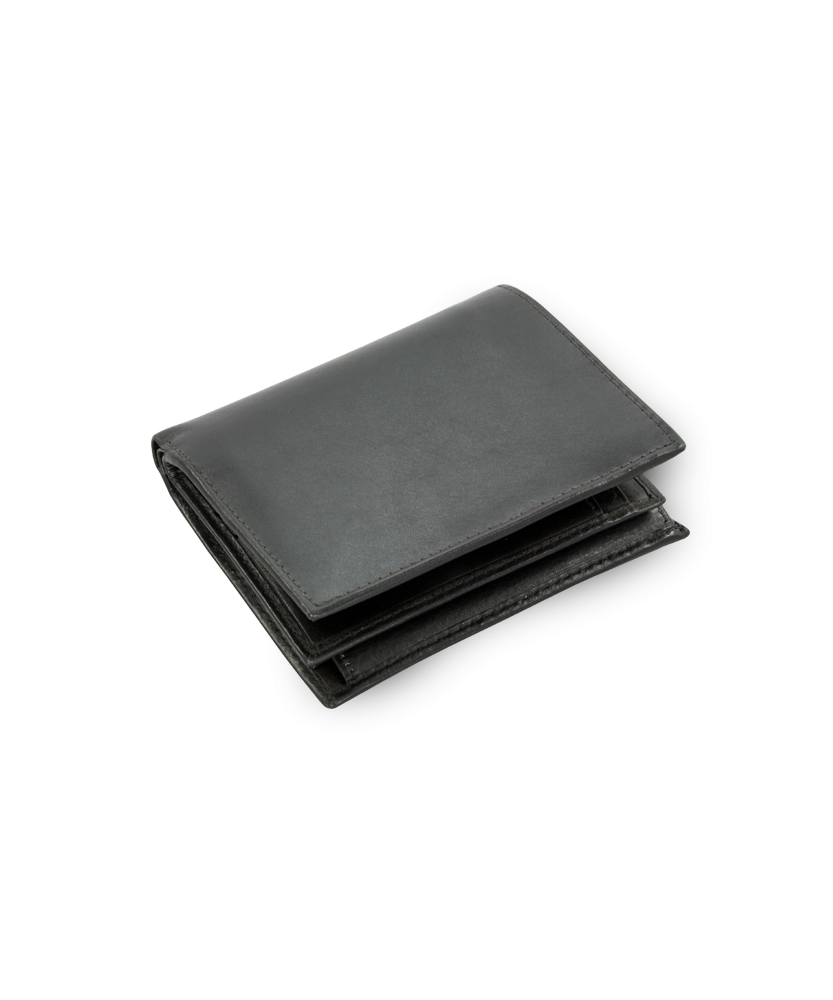 Black men's leather wallet for two currencies 514-2212-60