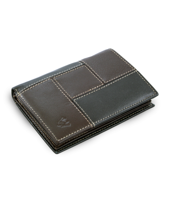 Men's leather document wallet in a combination of black and brown color 514-2220A-60/47