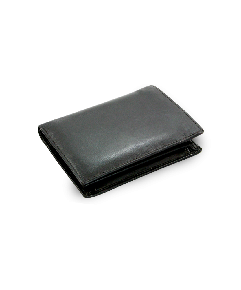 Schwarzes Herren-Portemonnaie aus Leder mit integrierter Ausweistasche 514-2503-60