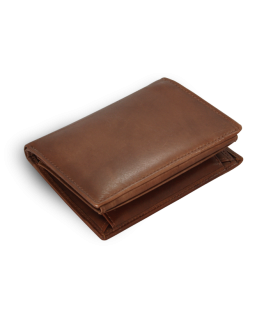 Dark brown men's leather wallet with document security 514-7424-47