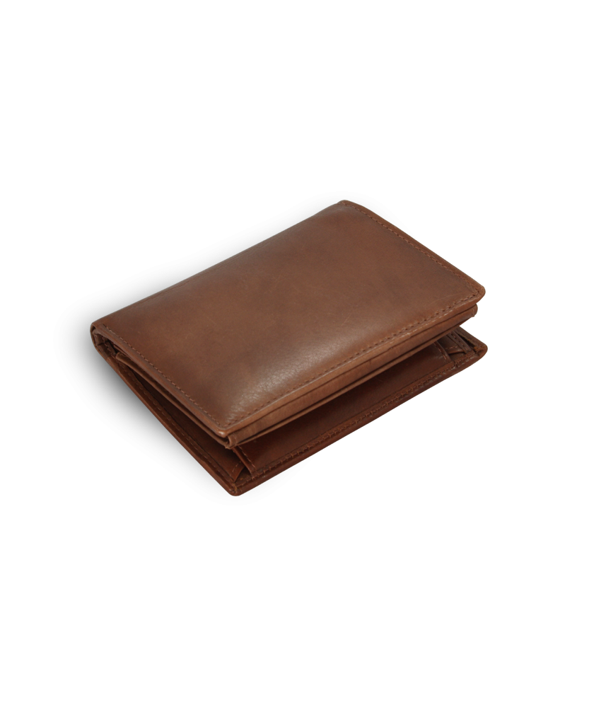 Dark brown men's leather wallet with document security 514-7424-47