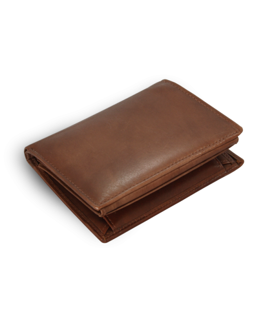 Dark brown men's leather wallet with document security 514-7424-47