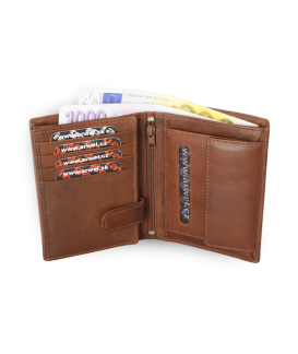 Dark brown men's leather wallet with document security 514-7424-47