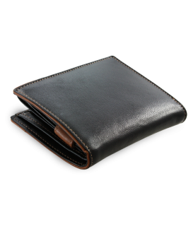 Black-brown men's leather wallet with inner pinch 514-8140-60/40