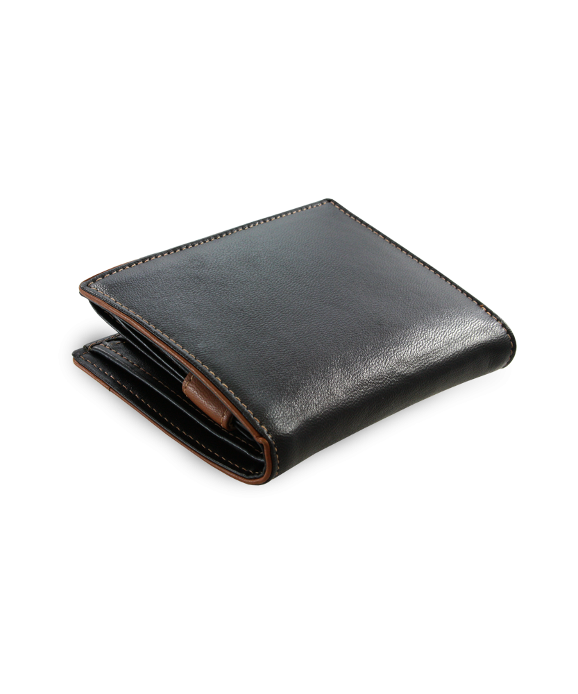 Black-brown men's leather wallet with inner pinch 514-8140-60/40