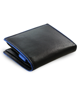 Black and blue men's leather wallet with inner fastener 514-8140-60/91