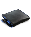 Black and blue men's leather wallet with inner fastener 514-8140-60/91