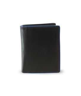 Black and blue men's leather wallet with inner fastener 514-8140-60/91