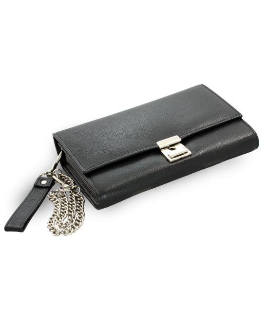 Leather waiter's wallet with chain 515-7401A-60