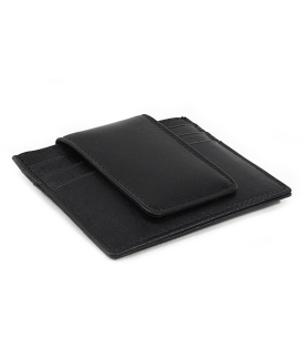 Black leather cardholder with a clip 519-1907-60