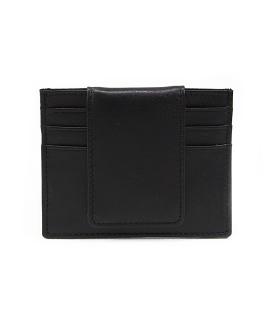 Black leather cardholder with a clip 519-1907-60