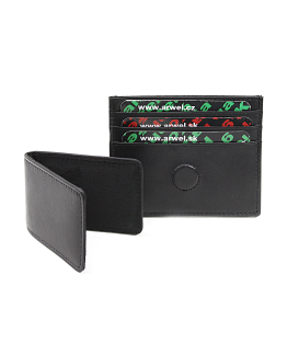 Black leather cardholder with a clip 519-1907-60