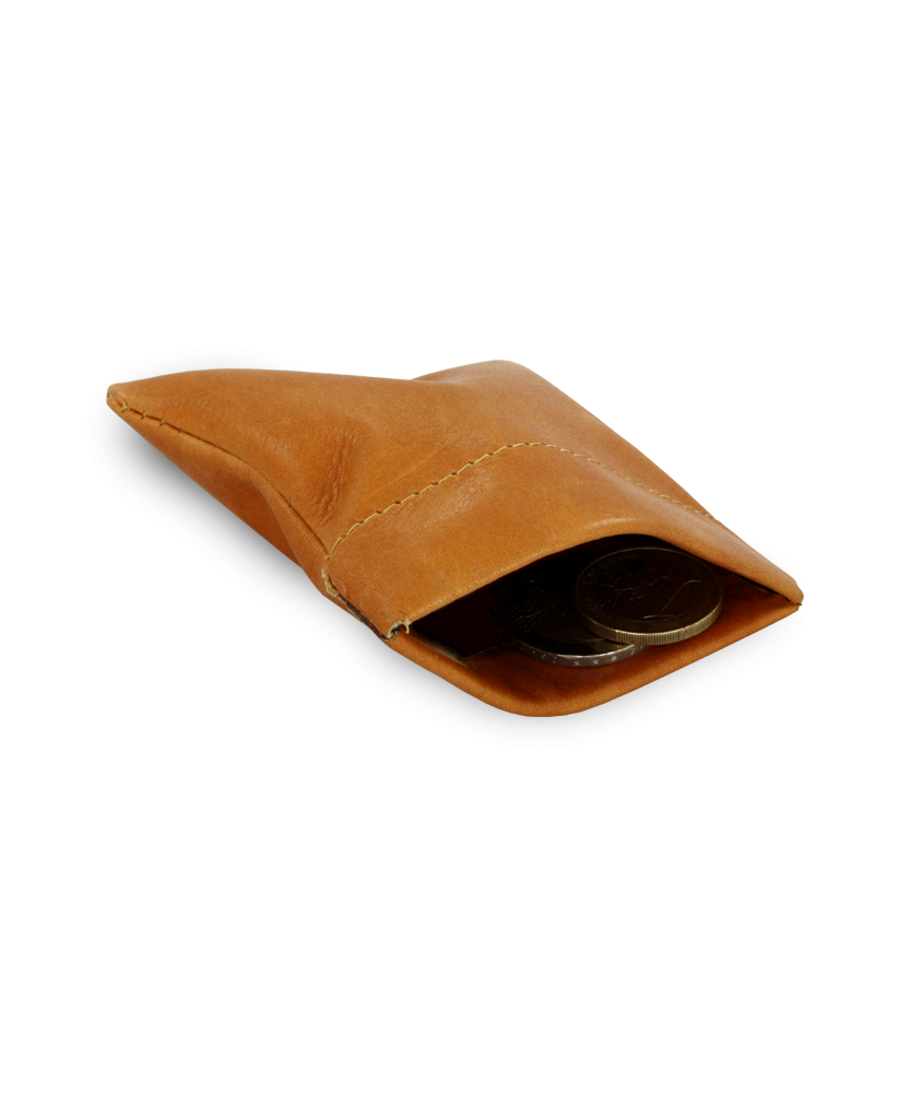 Light brown leather coin pocket with spring 519-7708-05