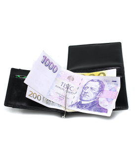 Schwarzes Herren Dollarclip-Portemonnaie aus Leder 519-8103-60