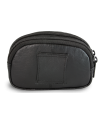 Black leather two-zip etui 611-0368-60