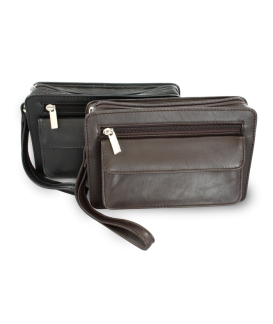 Black leather single-zip etui 611-2014-60