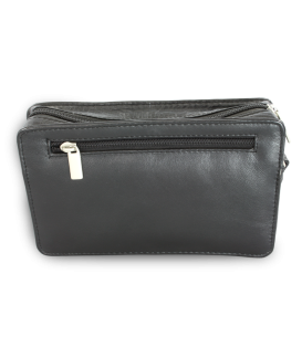 Black leather single-zip etui 611-2014-60