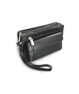 Black leather single-zip etui 611-2014-60