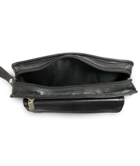 Black leather single-zip etui 611-2014-60