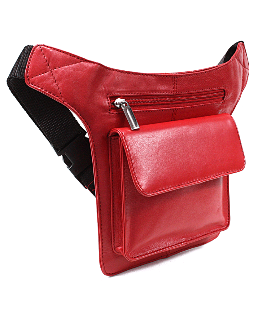 Red Leather Fanny Pack 611-6115-31