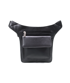 Black leather fanny pack 611-6115-60