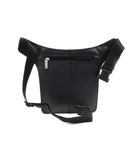 Black leather fanny pack 611-6115-60
