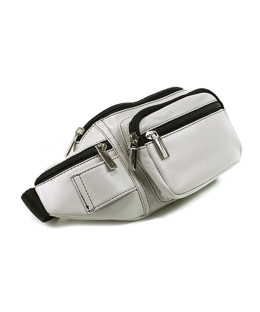 Light grey leather fanny pack 611-6116-20