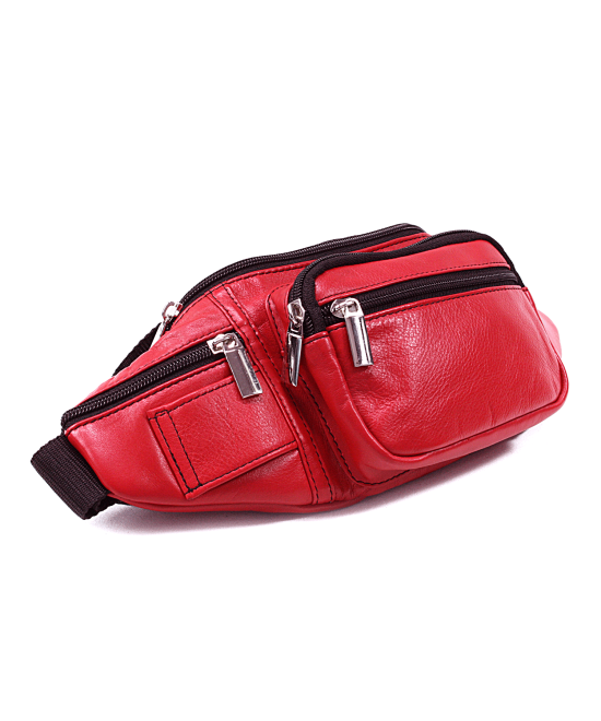 Red leather fanny pack 611-6116-31