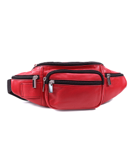 Red leather fanny pack 611-6116-31