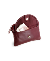 Burgundy leather keychain with zipper and flap pocket 619-0365-34