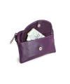 Purple leather keychain with zipper and flap pocket 619-0365-76