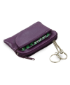 Purple leather keychain with zipper and flap pocket 619-0365-76