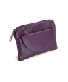 Purple leather keychain with zipper and flap pocket 619-0365-76