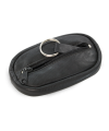 Schwarze Schlüsseltasche aus Leder mit Reißverschluss 619-0366-60