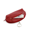 Rote Schlüsseltasche aus Leder mit doppeltem Reißverschluss 619-0367-31