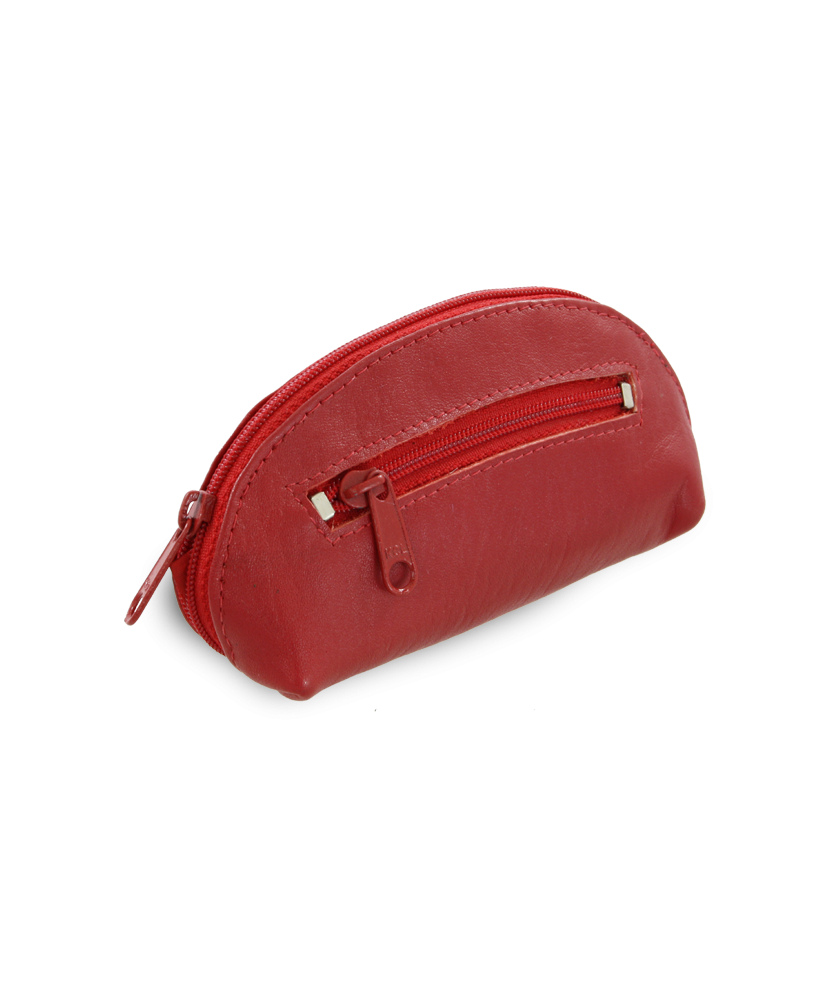 Red leather double zipper keychain 619-0367-31
