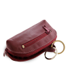 Burgundy leather two-zip keychain 619-0367-34